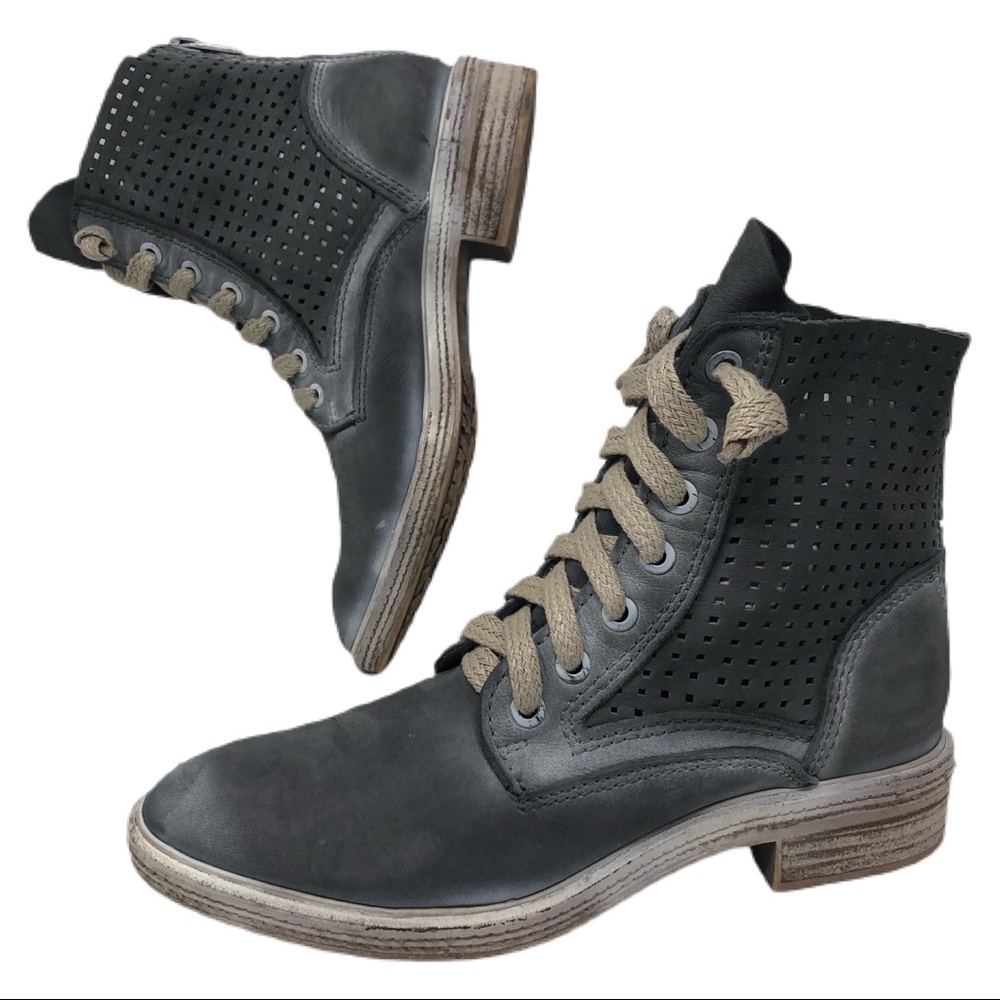 Dolce Vita Aldis Genuine Leather Combat Boots Gray